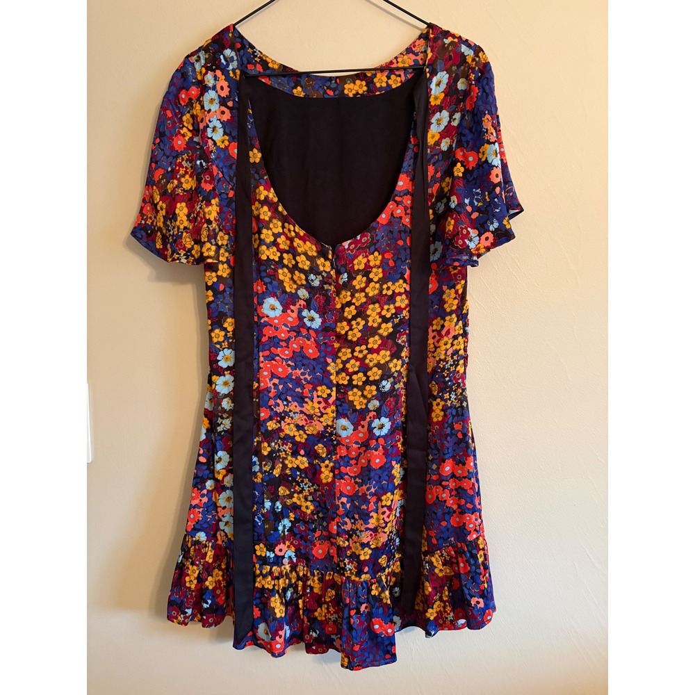 Anthropologie Mini Dress Women Size 6 Floral Flutter Sleeve Boho Summer - Picture 4 of 8